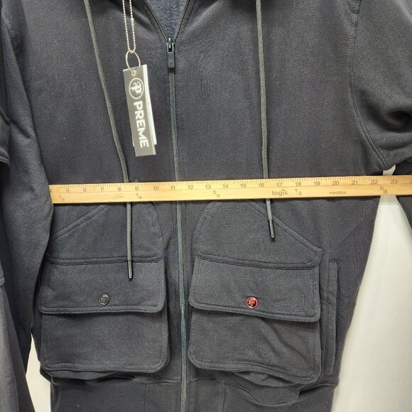 Preme Black With Multiple Utility Pockets Full-Zip Hoodie Size L - Picture 13 of 14